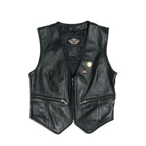 Harley Davidson Women’s Black Genuine Leather Full Zip Vest